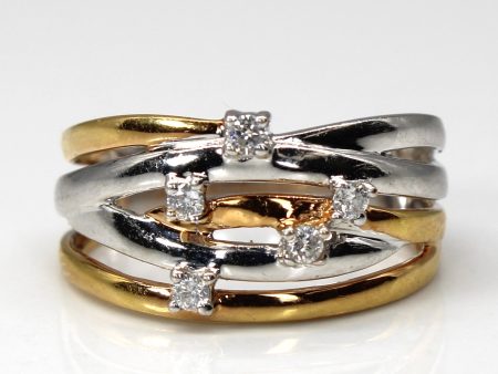 Two Tone Gold Diamond Crossover Ring | 0.10ctw | SZ 6 | on Sale