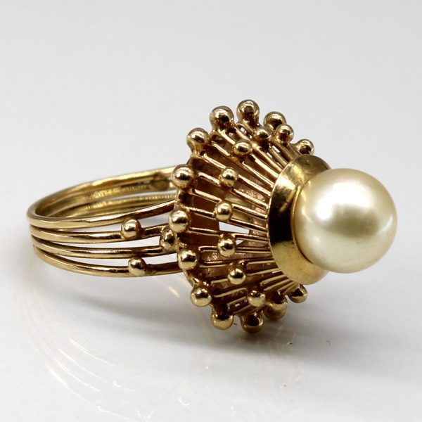 Textured High Set Pearl Ring | SZ 5 | Fashion