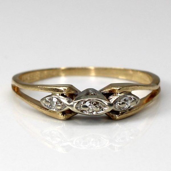 Split Shank Three Stone Diamond Ring | 0.03ctw | SZ 6 | Online Hot Sale