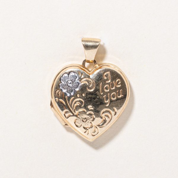 10k Two Tone Gold  I Love You  Heart Locket Cheap