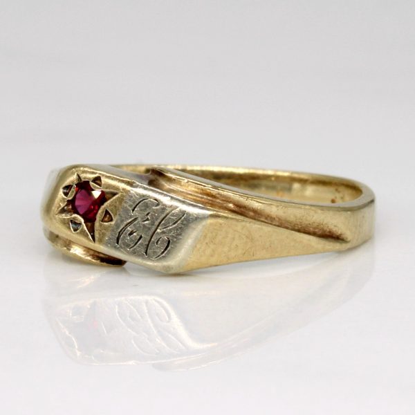 Synthetic Ruby  E.C.  Initial Ring | 0.05ct | SZ 5.25 | Online