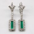 Synthetic Emerald & Natural Diamond Drop Earrings | 0.60ctw, 0.56ctw | Online Hot Sale