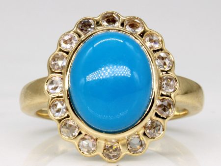 Turquoise & Diamond Cocktail Ring | 3.30ct, 0.24ctw | SZ 7.25 | For Cheap