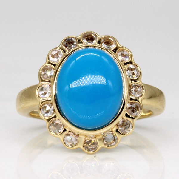 Turquoise & Diamond Cocktail Ring | 3.30ct, 0.24ctw | SZ 7.25 | For Cheap