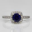 Synthetic Sapphire & Diamond Halo Engagement Ring | 1.30ct, 0.37ctw | SZ 9 | Supply