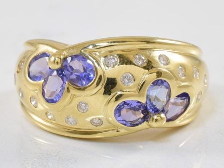 Tanzanite & Diamond Flower Petal Ring | 0.16ctw, 1.00ctw | SZ 8.25 | Online Sale