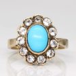 Turquoise & Paste Glass Halo Ring | 1.75ct, 0.55ctw | SZ 5.5 | Hot on Sale