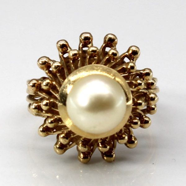 Textured High Set Pearl Ring | SZ 5 | Fashion