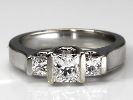 Three Stone Princess Diamond Ring | 1.20ctw VVS2 F G | SZ 7 | For Discount