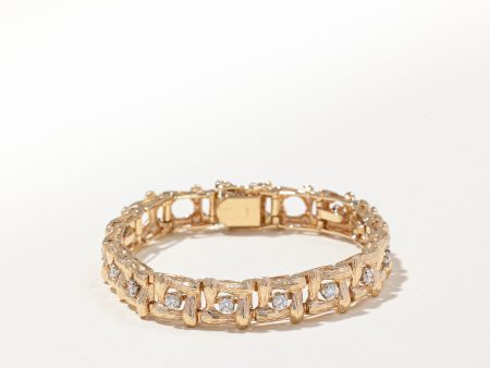 14k Yellow Gold Diamond Bracelet | 1.17ctw | 7  For Sale