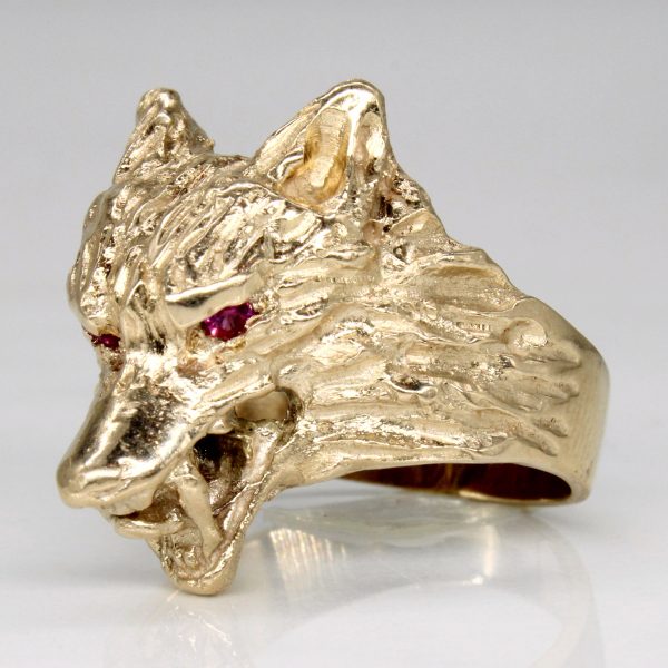 Synthetic Ruby Wolf Ring | 0.08ctw | SZ 8.75 | Online