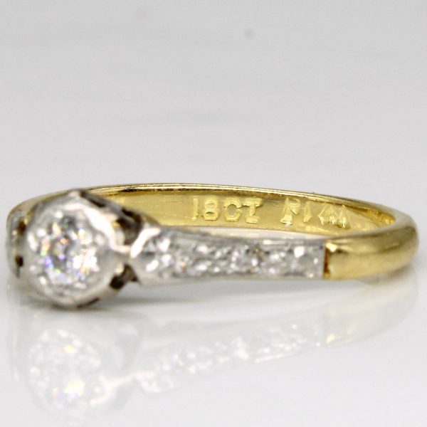 Vintage Transitional Cut Diamond Ring in 18k and Platinum | 0.13ctw | SZ 5.75 | Sale