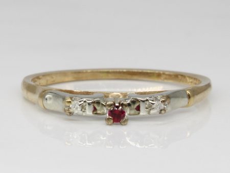 Synthetic Ruby & Diamond Ring | 0.02ct, 0.01ctw | SZ 7.75 | Online Hot Sale