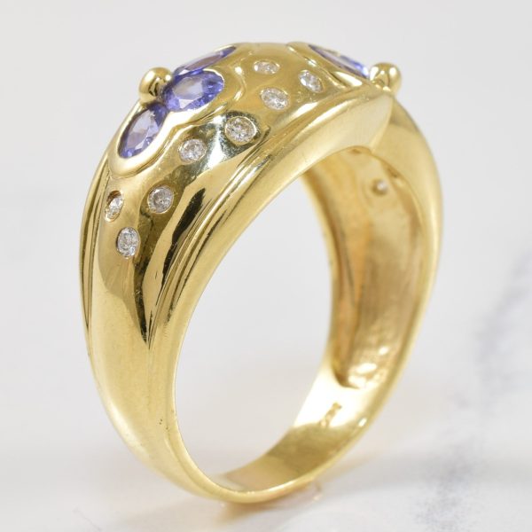 Tanzanite & Diamond Flower Petal Ring | 0.16ctw, 1.00ctw | SZ 8.25 | Online Sale