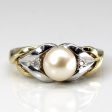 Two Tone Gold Pearl & Diamond Ring | 0.02ctw | SZ 7 | on Sale