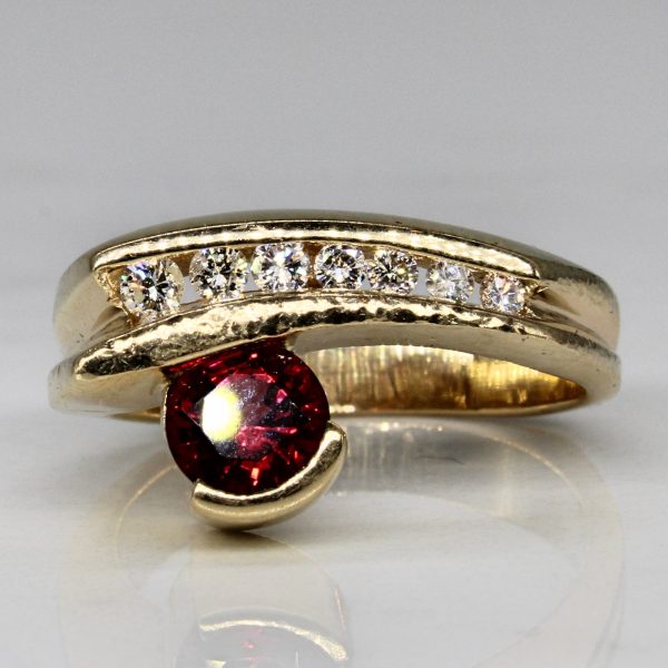 Synthetic Ruby & Diamond Unique Ring | 0.80ct, 0.19ctw | SZ 7 | Supply