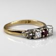 Three Stone Diamond & Ruby Ring | 0.38ct | 0.22ctw | SZ 9.5 | Discount