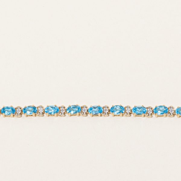 Topaz & Diamond Tennis Bracelet | 9.45ctw, 0.03ctw | 7.5  | For Cheap