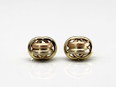 Two Tone Gold Dome Stud Earrings Hot on Sale