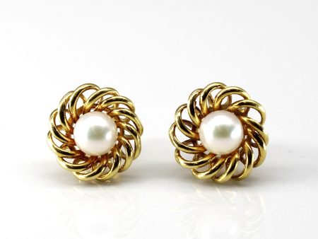 Spiral Gold Pearl Studs Fashion