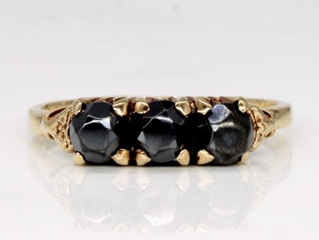 Vintage Three Stone Hematite Cocktail Ring | 1.20ctw | SZ 7 | Fashion