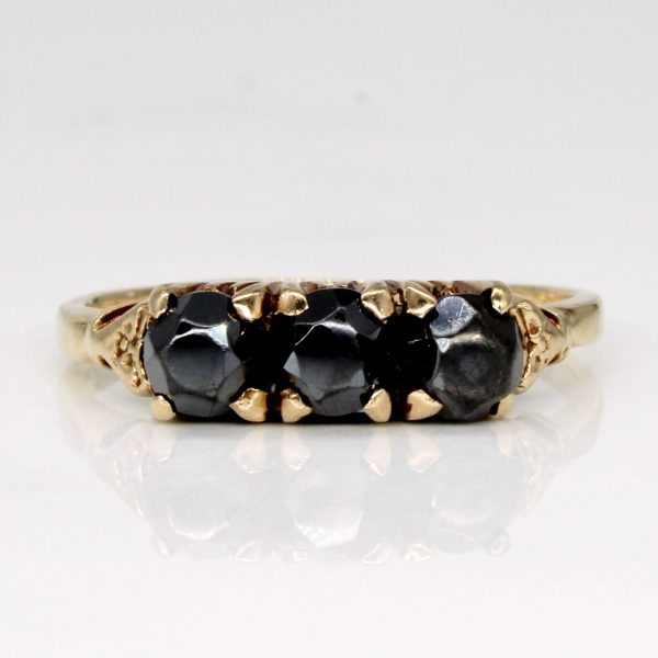 Vintage Three Stone Hematite Cocktail Ring | 1.20ctw | SZ 7 | Fashion