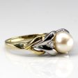 Two Tone Gold Pearl & Diamond Ring | 0.02ctw | SZ 7 | on Sale