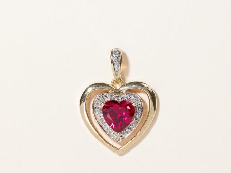 Synthetic Ruby & Natural Diamond Heart Pendant | 3.00ct, 0.03ctw | on Sale