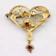 Tourmaline & Glass Heart Brooch | 0.10ctw, 0.03ctw | on Sale