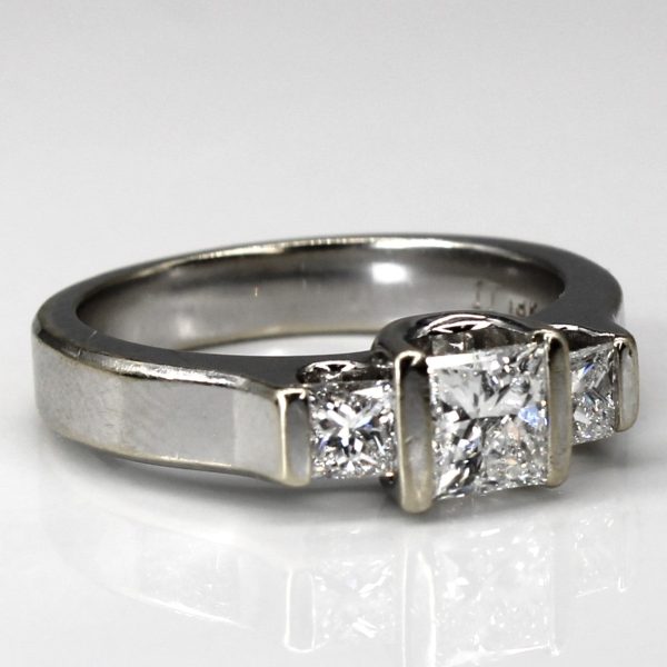 Three Stone Princess Diamond Ring | 1.20ctw VVS2 F G | SZ 7 | For Discount