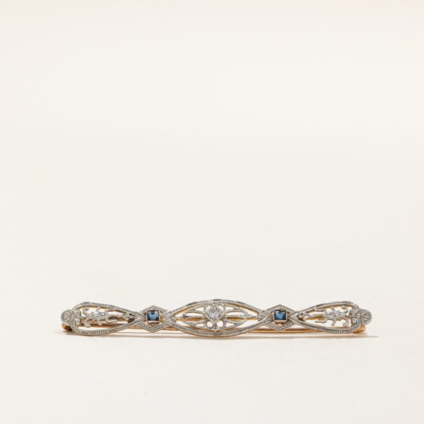 Vintage Blue Paste Glass & Diamond Pin | 0.15ctw, 0.02ct | For Discount