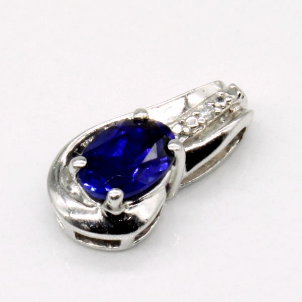 Synthetic Sapphire & Diamond Pendant | 1.00ct, 0.01ct | For Cheap