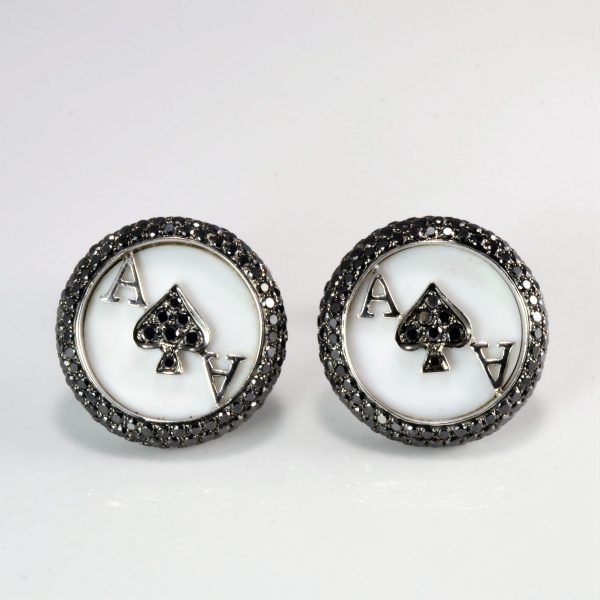 Unique Black Diamond Ace Cufflinks | 3.72 ctw | Sale