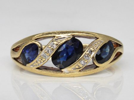 Synthetic Sapphire & Diamond Cross Over Ring | 1.10ctw, 0.02ctw | SZ 7 | Online now