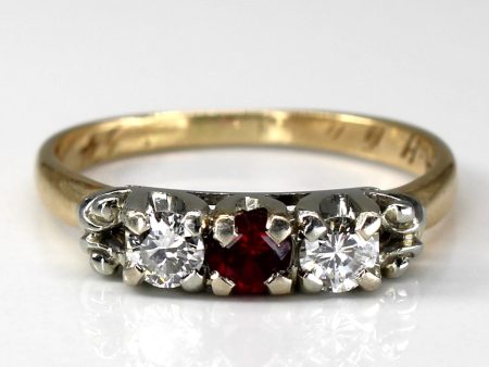 Three Stone Diamond & Ruby Ring | 0.38ct | 0.22ctw | SZ 9.5 | Discount