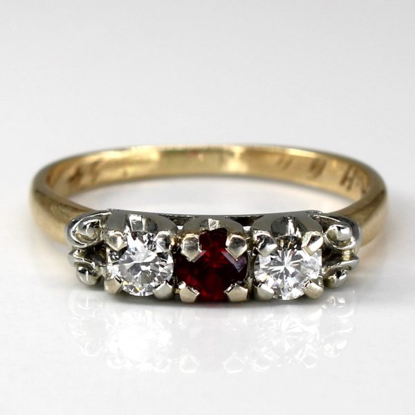 Three Stone Diamond & Ruby Ring | 0.38ct | 0.22ctw | SZ 9.5 | Discount