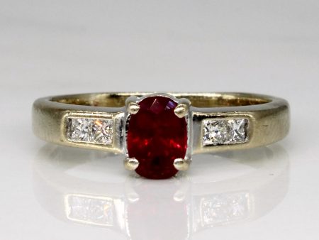 Synthetic Ruby & Diamond Engagement Ring | 0.70ct, 0.10ctw | SZ 6 | Cheap