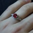 Synthetic Ruby & Diamond High Set Ring | 1.40ct, 0.55ctw | SZ 8.75 | Cheap