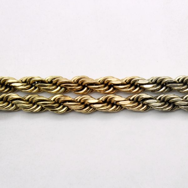 Tri Tone Gold Rope Chain Bracelet | 8  | For Sale