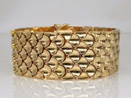 Vintage Italian 18k Yellow Gold Fish Scale Bracelet | 7.5  | Online now