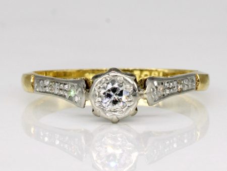 Vintage Transitional Cut Diamond Ring in 18k and Platinum | 0.13ctw | SZ 5.75 | Sale