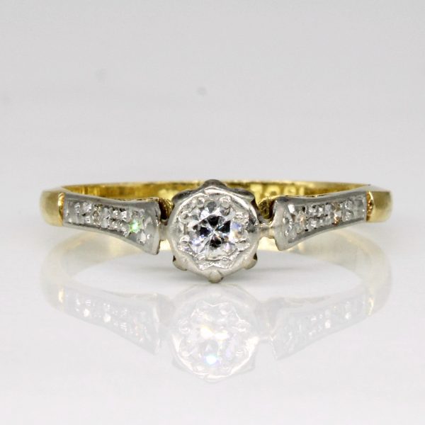 Vintage Transitional Cut Diamond Ring in 18k and Platinum | 0.13ctw | SZ 5.75 | Sale