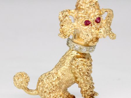 Synthetic Ruby & Natural Diamond Poodle Brooch | 0.03ctw, 0.02ctw | Online