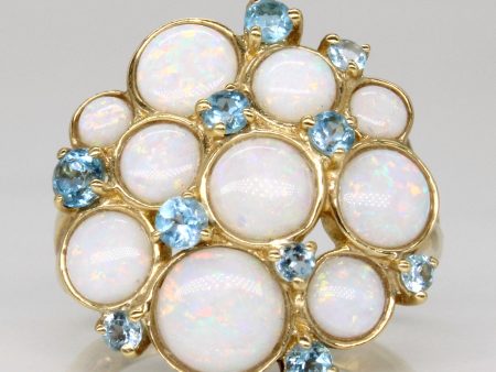 White Opal & Blue Topaz Cocktail Ring | 2.47ctw, 0.61ctw | SZ 6.5 | Cheap