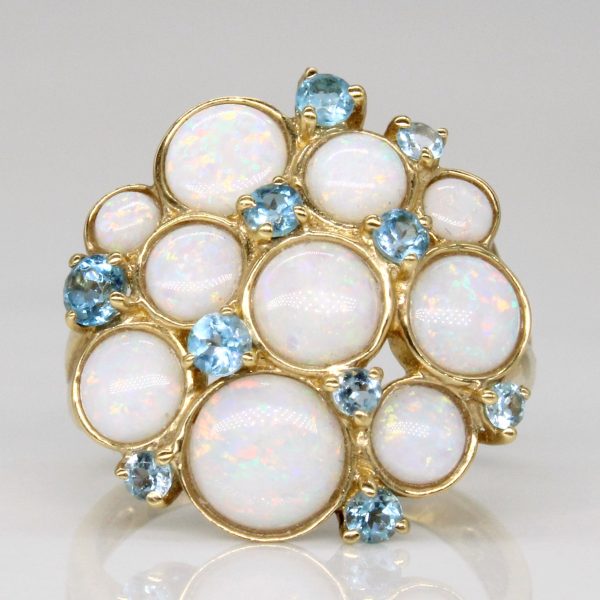 White Opal & Blue Topaz Cocktail Ring | 2.47ctw, 0.61ctw | SZ 6.5 | Cheap