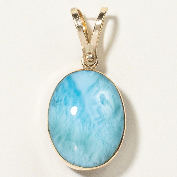 Two-Sided Larimar & Amber Pendant | 3.50ct, 1.50ct | Online Hot Sale