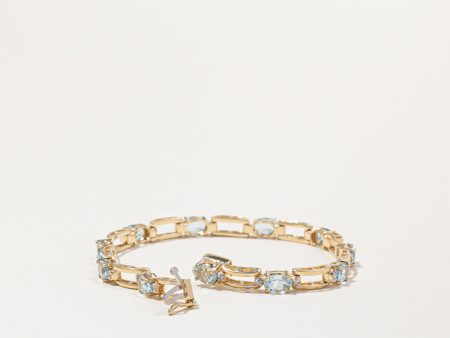 14k Yellow Gold Aquamarine and Diamond Bracelet | 4.40ctw, 0.13ctw | 7  For Discount