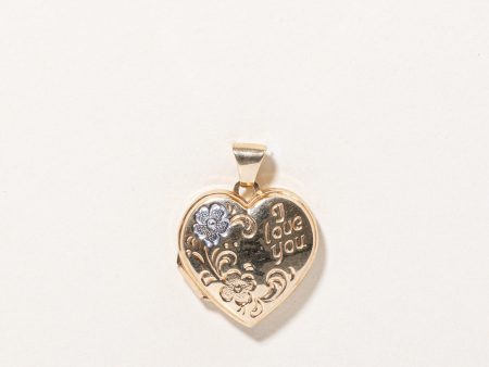 10k Two Tone Gold  I Love You  Heart Locket Cheap