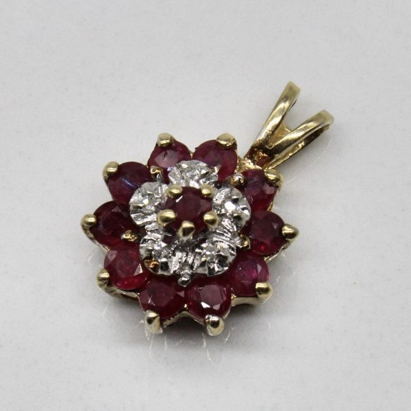 Synthetic Ruby & Diamond Pendant | 0.75ctw, 0.02ctw | For Cheap