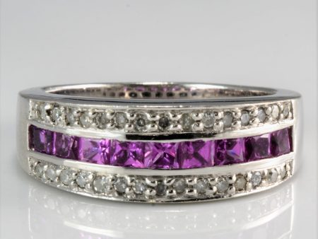 Triple Row Diamond & Topaz Wide Band | 0.20 ctw | SZ 8 | Online now